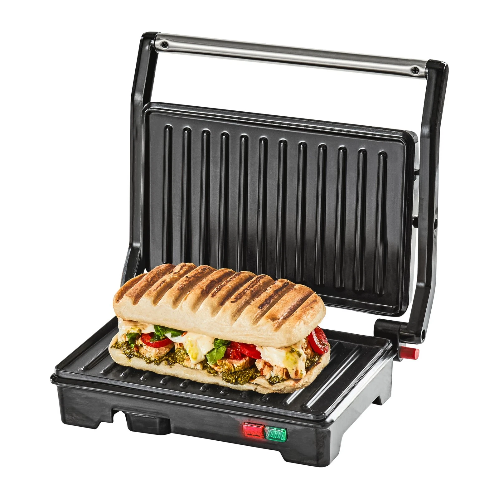 Quest Panini Press and Grill Sandwich 21.5D x 26.5W x 9H cm, Black