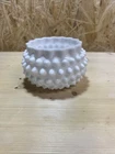 Vintage Milk Glass Hobnail Ruffled  Decorative Dish Bowl 5"