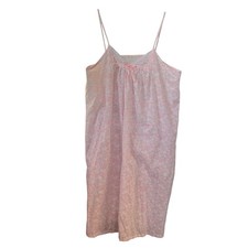 Vintage Night Gown Pink Floral Print Cotton Blend Size L Lightweight Made USA