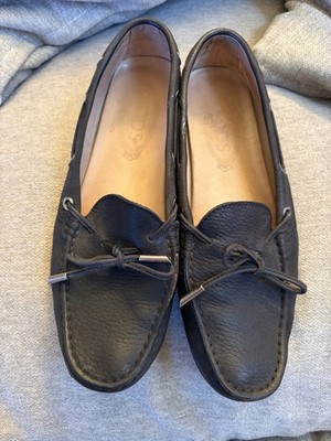 Tod's Black Leather Loafers Bow Accent Slip On driving moccasins size 8.5