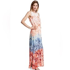 H&M Multicolored Floral Ombré Print Maxi Dress Size 10 Party Wedding