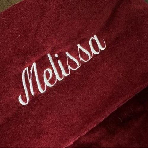 Pottery Barn Cranberry Red Quilted Velvet Christmas Holiday Stocking Melissa NEW - Picture 2 of 7