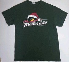 Lake Erie Monsters Christmas T-Shirt Mens Medium Green AHL Hockey Santa Logo