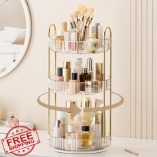 Clear 3 Tier Rotating Makeup Organizer, Countertop Cosmetic Holder