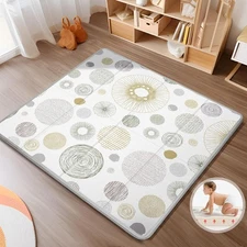 Foldable Baby Play Mat, PIGLOG Waterproof Playmats 50 x 50 x 0.4 Inch, Circle 