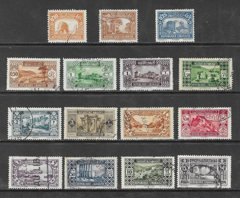 Lebanon stamps 1930-35   Sc# 114/131   U/F/VF