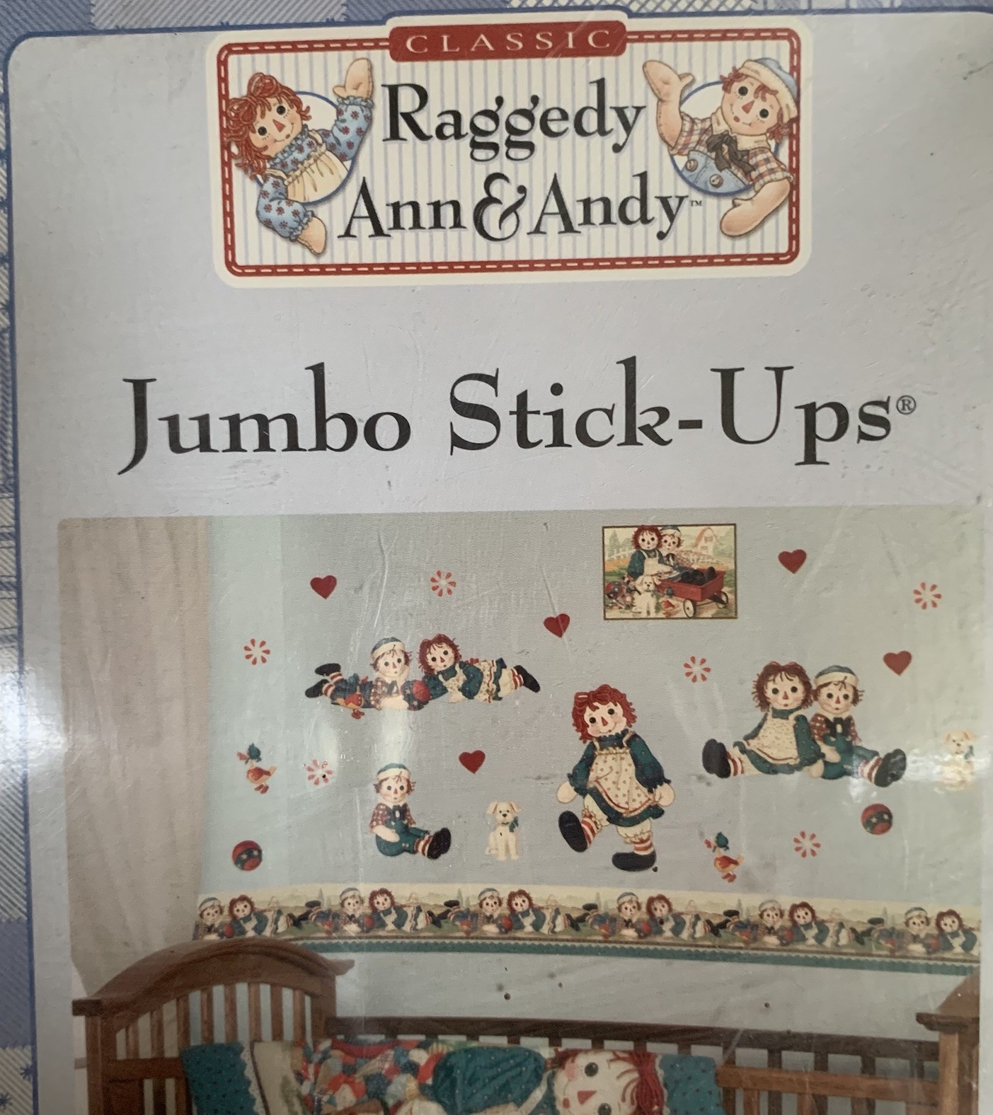 Priss Prints Raggedy Ann & Andy 20 + Jumbo Stick-Ups Peal & Stick Removable