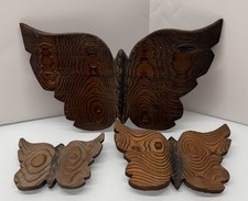 Set Of 3 Graduating Handmade Wood Butterflies