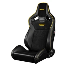 Braum BRR1-BSYS2 Elite V2 Series Racing Seats, Black Suede w Yellow Piping