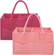 2 Pack Baby Diaper Caddy Organizer Portable Holder Nursery Storage Red/Pink 