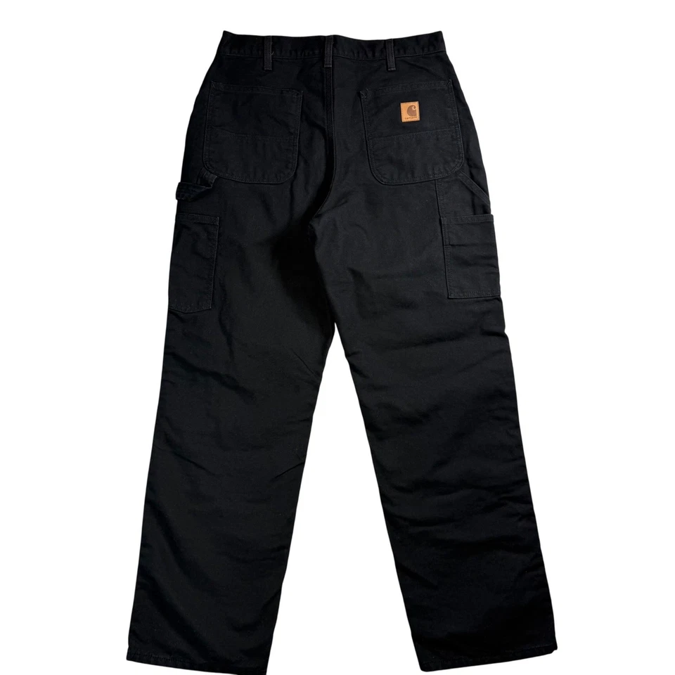 Carhartt Mens Pants 34x32 Loose Fit Black Canvas Utility Work Pant BN0111 - M - Image 3 of 4
