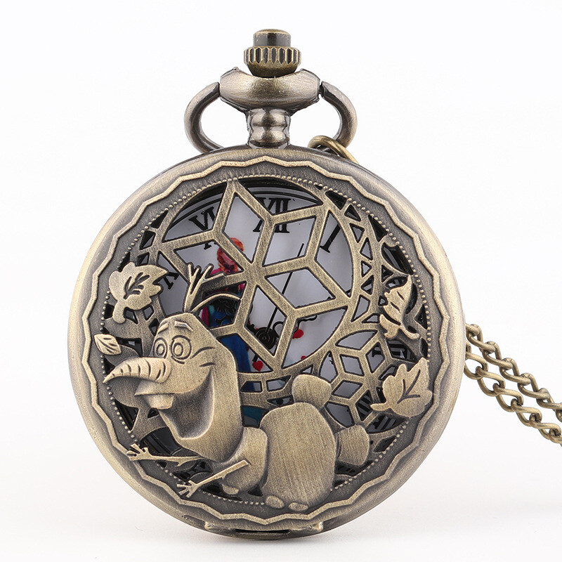 Cartoon Frozen Elsa Pocket Watch Anime Retro Hollowed Quartz  display picture 2