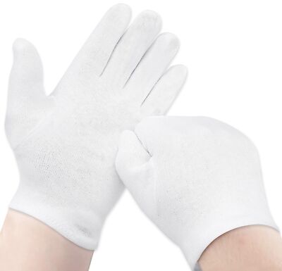Cotton White Gloves Work Soft Inspection Jewelry Silver Coin 12 Pairs (24 pcs)