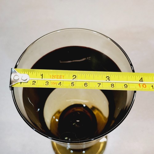 2 Libby Sango Nova Brown 7" Water Goblet Wine Glass Brown Rust Grey Rings MCM - Picture 9 of 10