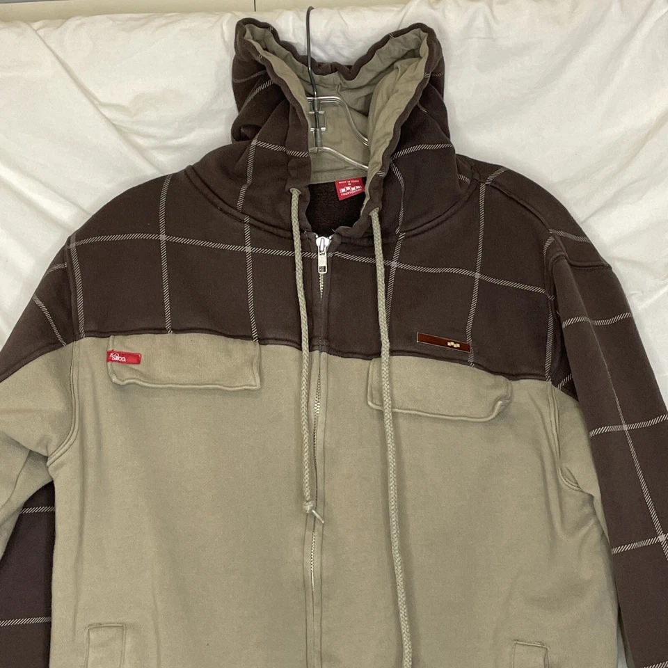 Sudadera con Capucha Foursquare Snowboard Cremallera Completa Marrón Tostado A Cuadros Talla Pequeña Foto 2 de 4