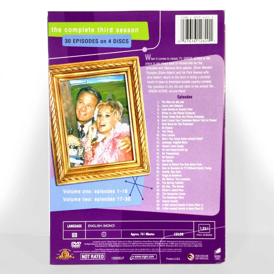 Green Acres - The Complete Third Season (4-Disc DVD, 1967) w/ Slipcase - Image 2 of 4