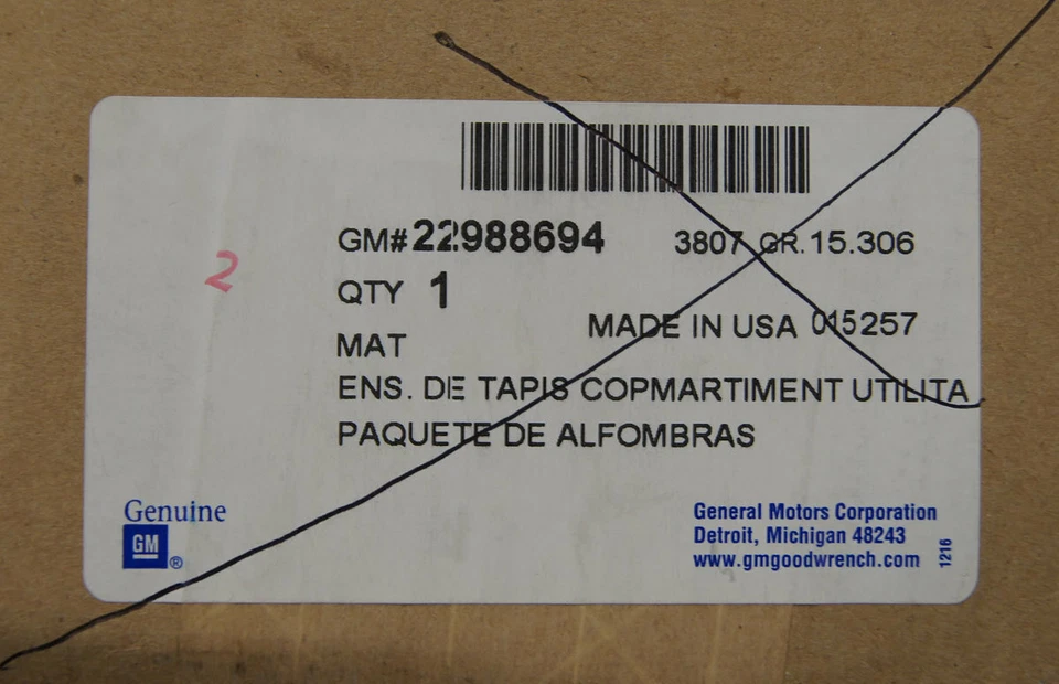 Chevrolet Malibu 2013-2016 área de carga trasera alfombrilla de goma negra nueva OEM 22988694 Foto 3 de 3