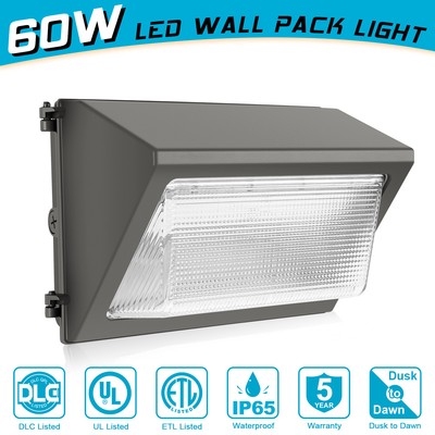 60W LED Wall Pack Light Dusk to Dawn Commercial Outdoor Security Lighting ETL&UL