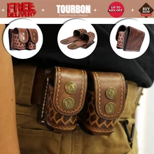 Tourbon Leather Revolver Cylinder Case Double Speed Loader Ammo Belt Carry Pouch