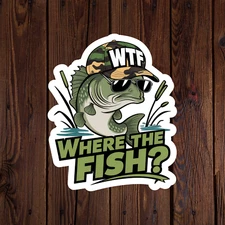 Bass Fishing sticker vinyl decal largemouth wtf where the fish journal laptop