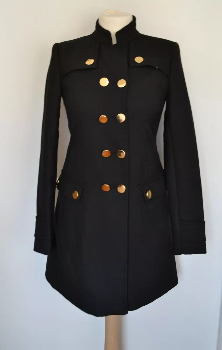 ZARA NEW MILITARY STYLE COAT GOLD BUTTONS SIZE XS REF. 8455/608 | eBay