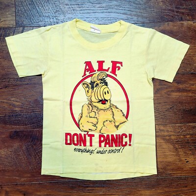 Vintage 80s Alf Don't Panic Everything's Under Control TV Show T-Shirt Boy's M