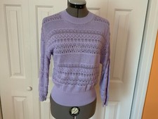 Aritzia Wilfred Dear Sweater lace knit light lilac long sleeve rayon/nylon XXS