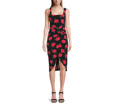 No Boundaries Sleeveless Midi Black & Red Floral Wrap Dress Womens Large NEW 