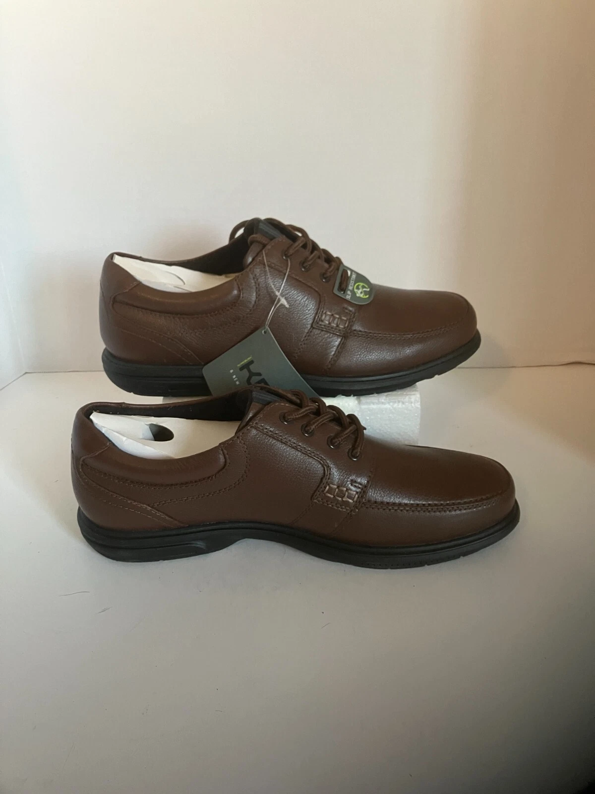 Nunn Bush Leather Work Shoes Brown #84562, Slip Resistant, & Comfort Gel Size 10