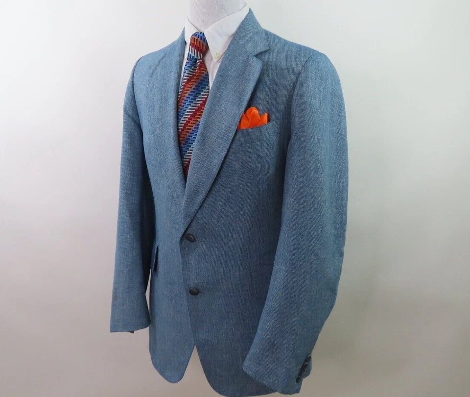 Chaqueta Blazer Abrigo Deportivo Vintage Aquascutum London Hombres Azul Claro Sólido 38 R EE. UU. Foto 3 de 4