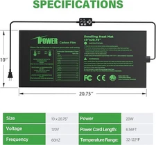 Heat Pad Mat With DUAL Controller REPTILES, Seedling Germination Plants Heating