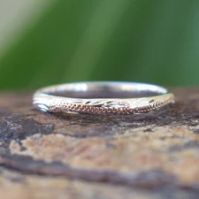 Hawaiian Jewelry Silver Pink Gold Plated Scrolling Wedding Ring Band 2mm SR1447