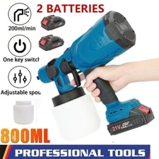 High Pressure Cordless Paint Sprayer Electric Airless HVLP Spray Gun w/2 Battery