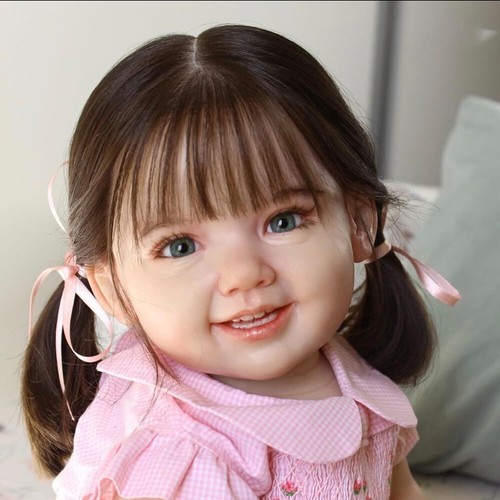 28inch Reborn Doll Already Finished Lovely Smile Girl Rooted Hair Cloth Body Toy - Picture 5 of 5