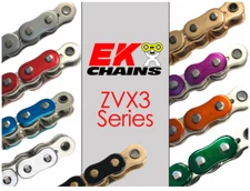 EK ZVX3-520 MOTORCYCLE CHAIN 120 LINKS TENSILE STRENGTH 9400 lbs BLACK/GOLD