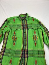 Polo Ralph Lauren Vintage Green Beacon Aztec Woven Button Down Shirt Size M