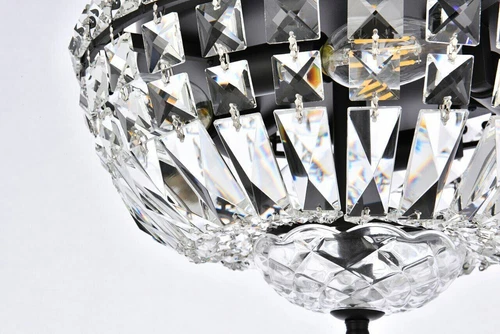 Black with Silver Crystal Flush Mount 4 Light Fixture Dining Room Lighting 12" - Picture 7 of 8