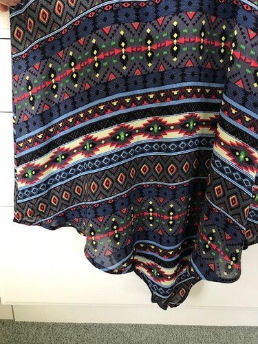 Lola Rae Summer Dress Sz L NWT Southwest Handkerchief Midi Hem Blue Red Yellow - Picture 6 of 9