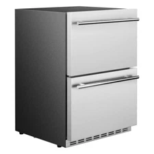 24 Inch Under Counter Refrigerator Stainless Steel Double Drawer Beverage Fridge