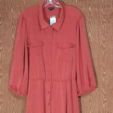 TORRID Red Tea Length Studio Refined Woven Button-Down Dress Size 3 3X 22-24