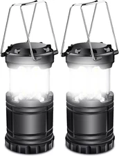 2 Pack LED Battery Operated Lights, Portable Survival Battery Powered Lamp, Wate
