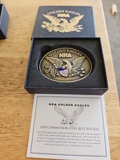 NIB NRA GOLDEN EAGLES 2015 COMMEMORATIVE LIMITED EDITION BELT BUCKLE NEVER USED