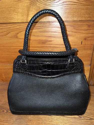 BRIGHTON ROMANTIC & VICTORIAN Vintage Black Convertible Doctor's Satchel HANDBAG - Picture 2 of 4