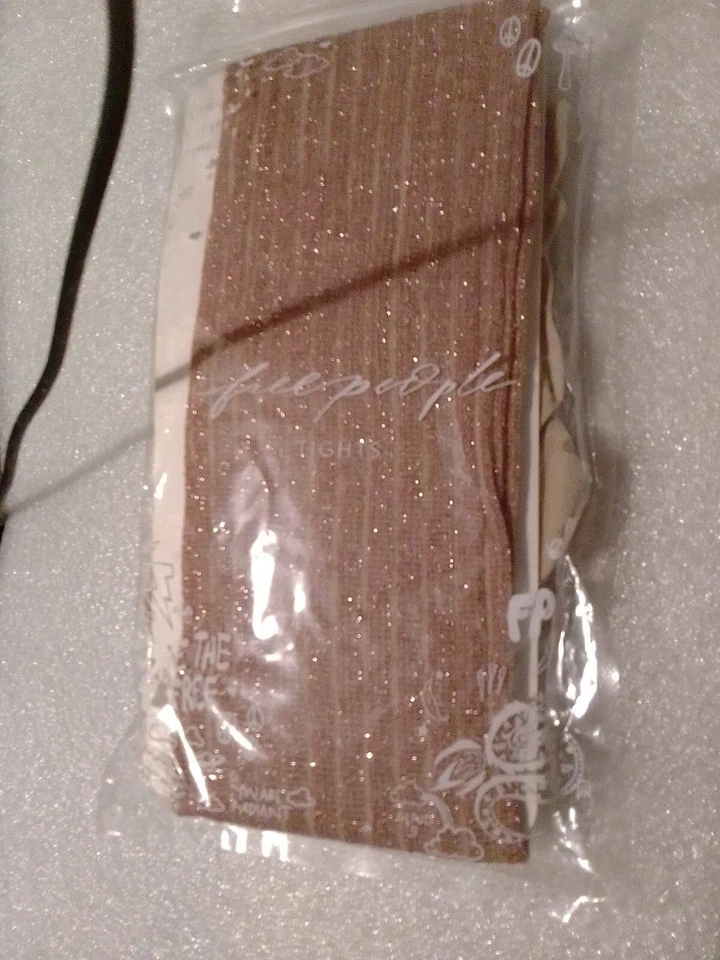 Free People Gold Shimmer And Neutral Colour Tights For Women One Size — 第 3/4 张图片
