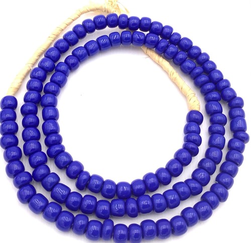 Cuentas comerciales africanas de vidrio azul real checo Big Hole vintage - Imagen 3 de 4
