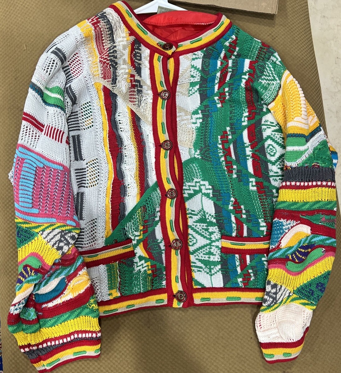 Vintage 3D COOGI Multicolor Cotton Knit Cardigan Very Rare Vintage 3D COOGI Multicolor Cotton Knit Cardigan Very Rare