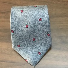 Guy Laroche Paris Silk Gray And Red Geometric Abstract Tie Made In USA