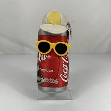 Coca Cola Can w/Sunglasses Bean Bag Plush 1997 6" NWT In Case VTG Collectable
