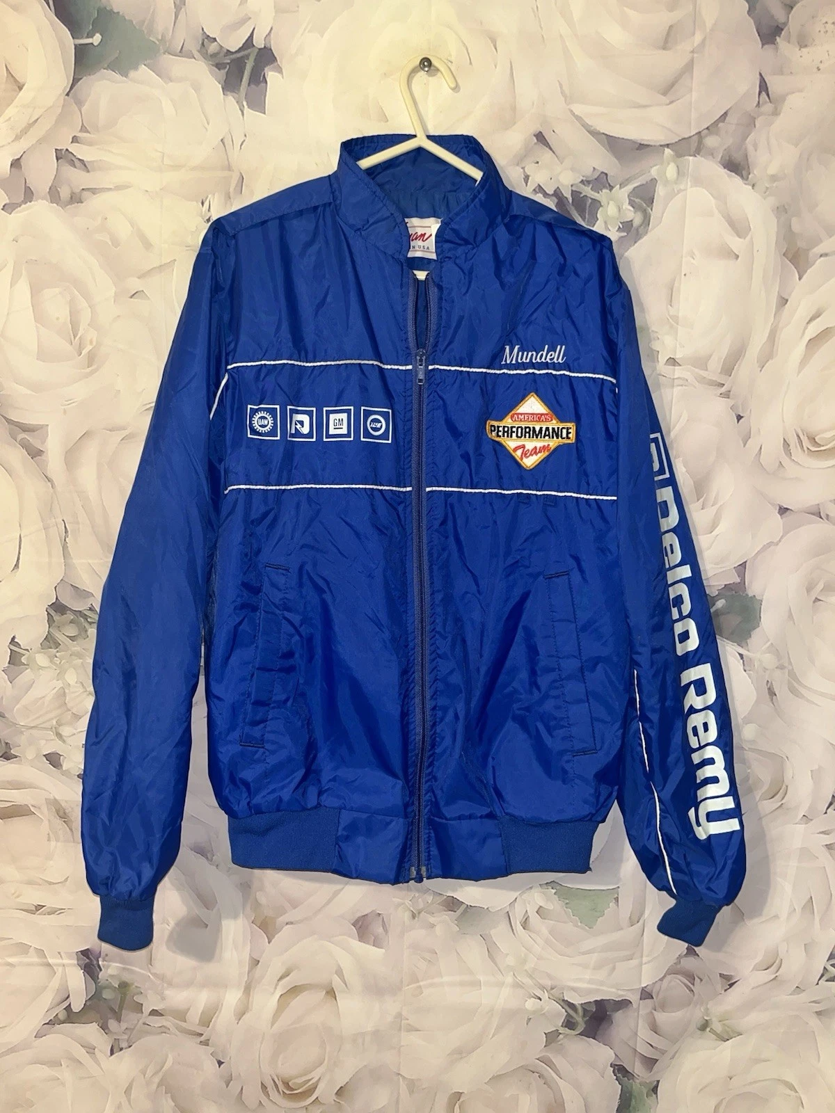 Vintage 80s Delco Remy Racing Jacket Zip General Motors Car Biker Size Small