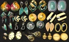 18prs Vintage Mod Gold Tone Enamel Pierced Earrings Lot Costume Jewelry Bulk #12